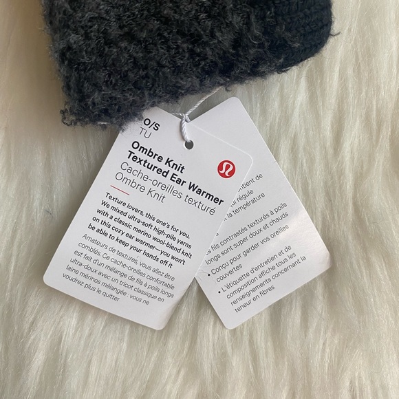 Lululemon Women's Ombre Knit Textured Ear Warmer Black/Graphite Grey New - Picture 2 of 4